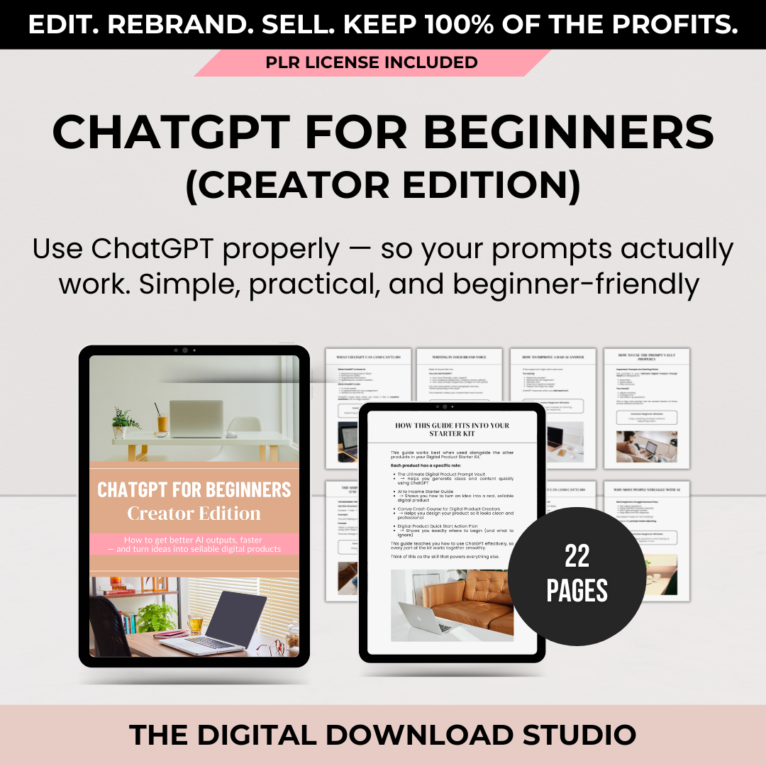 ChatGPT for Beginners - The Digital Download Studio